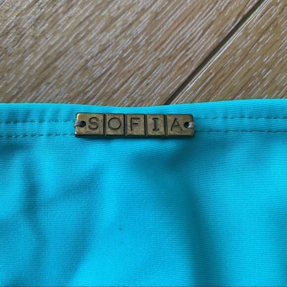 SOFIA By Vix-Teal Fringe Top and Side Tie Bottoms Bikini (Size:Small) - Picture 14 of 15